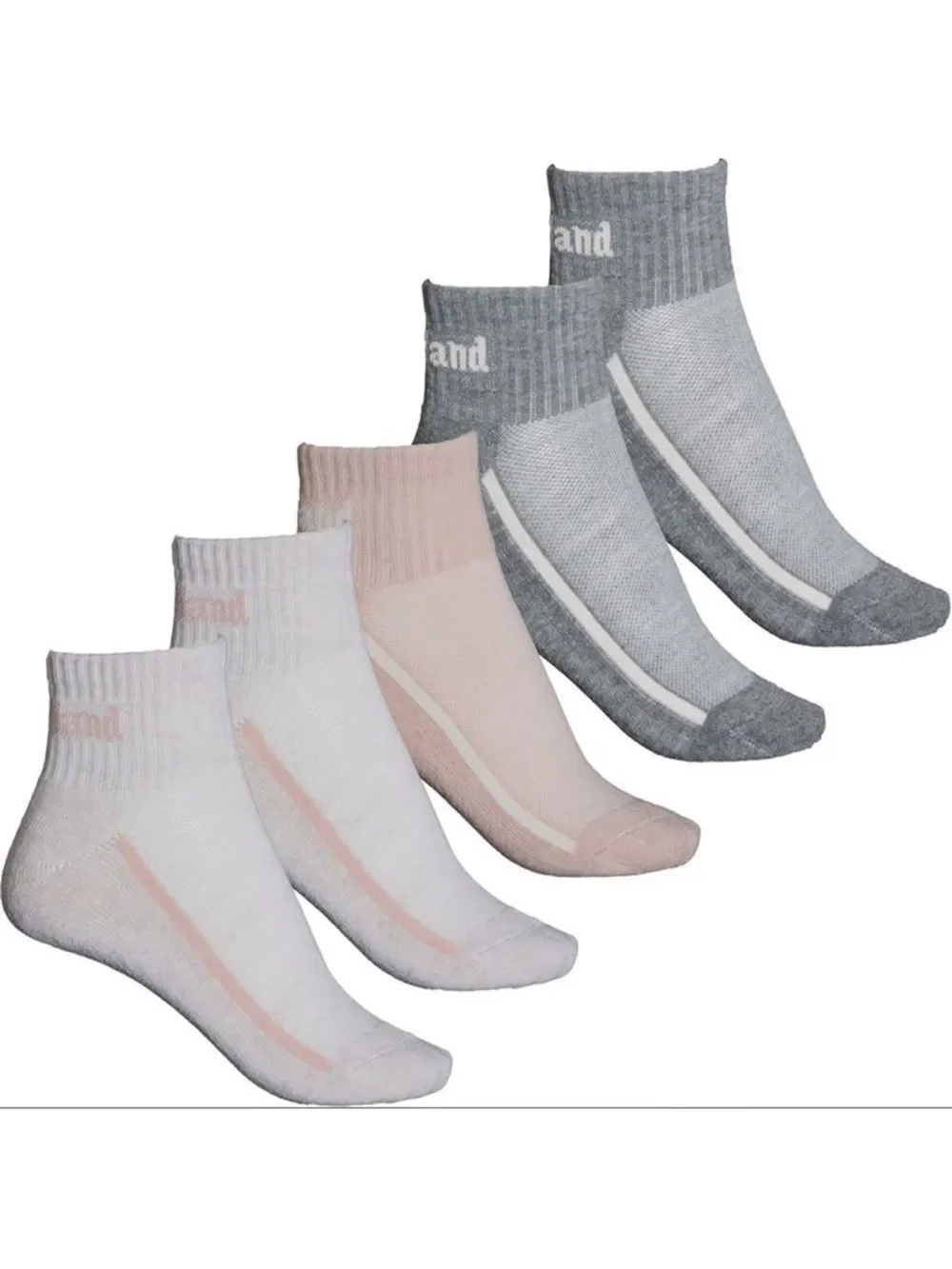 Timberland Ivory Gray Heather Aerated Half Cushioned Cotton Blend Socks 5 pack